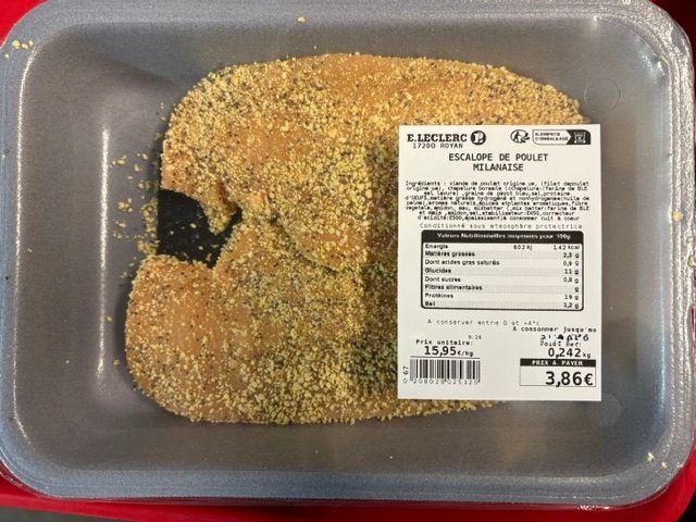 Escalope de poulet milanaise : photo du produit rappelé le 14/10/2026