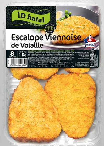 Escalope viennoise sous atmosphère modifiée Id'halal : photo du produit rappelé le 06/11/2023