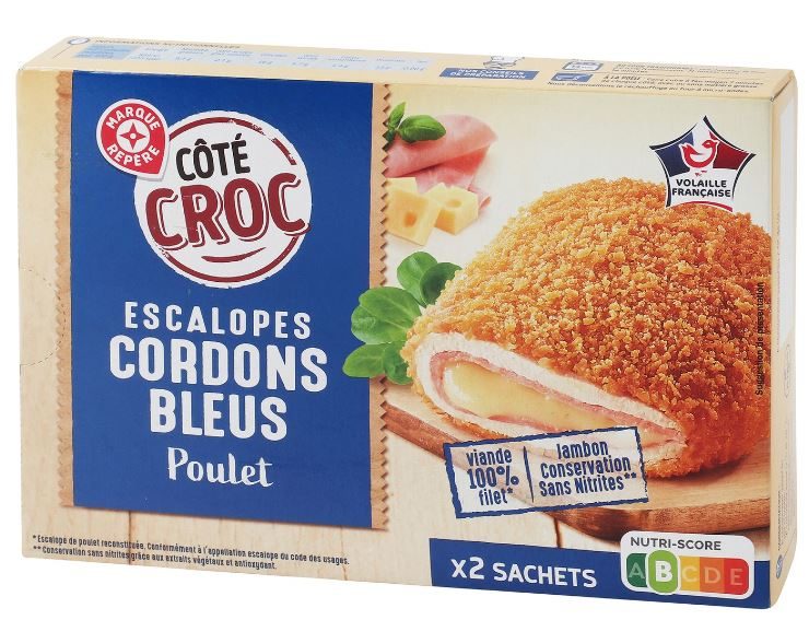 Escalopes cordons bleus de poulet x2 200g Côté Croc : photo du produit rappelé le 17/09/2024