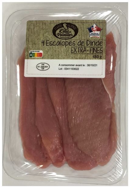 Escalopes de dinde x4 L'Étal du Volailler : photo du produit rappelé le 29/06/2022