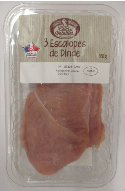 Escalopes de dindes x3 L'Étal du Volailler : photo du produit rappelé le 29/06/2022