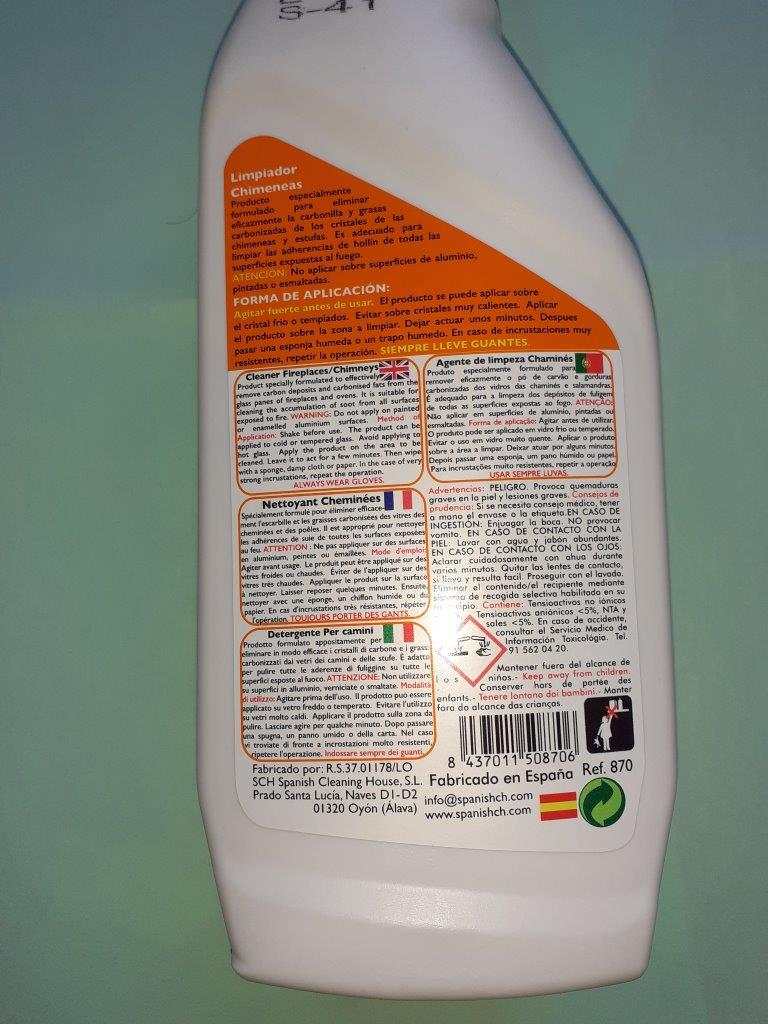 Especial ctristales potente limpiador chimeneas de lazaro 750ml : photo 2 sur 2 du produit rappelé le 17/06/2022