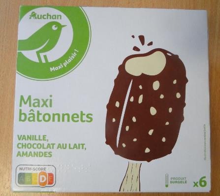 Essentiel batonnets maxi lait amande x6 510g Auchan : photo du produit rappelé le 30/07/2021