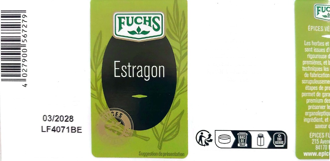 Estragon fuchs 7g : photo du produit rappelé le 11/07/2025
