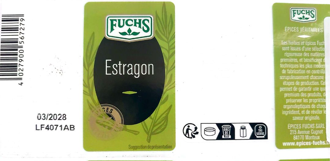 Estragon fuchs 7g : photo 3 sur 3 du produit rappelé le 11/07/2025