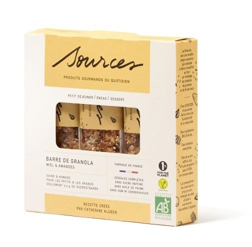 Etui de 3 barres miel & amandes 3x35g Sources : photo du produit rappelé le 01/07/2021