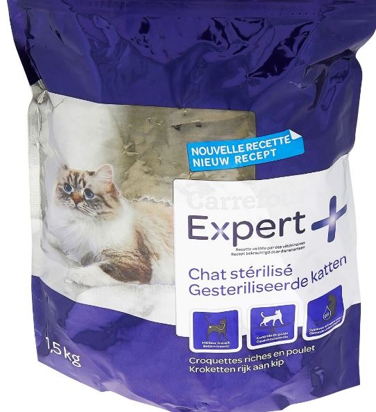 Expert + chat stérilisé - croquettes riches en poulet Carrefour Expert : photo du produit rappelé le 03/06/2024