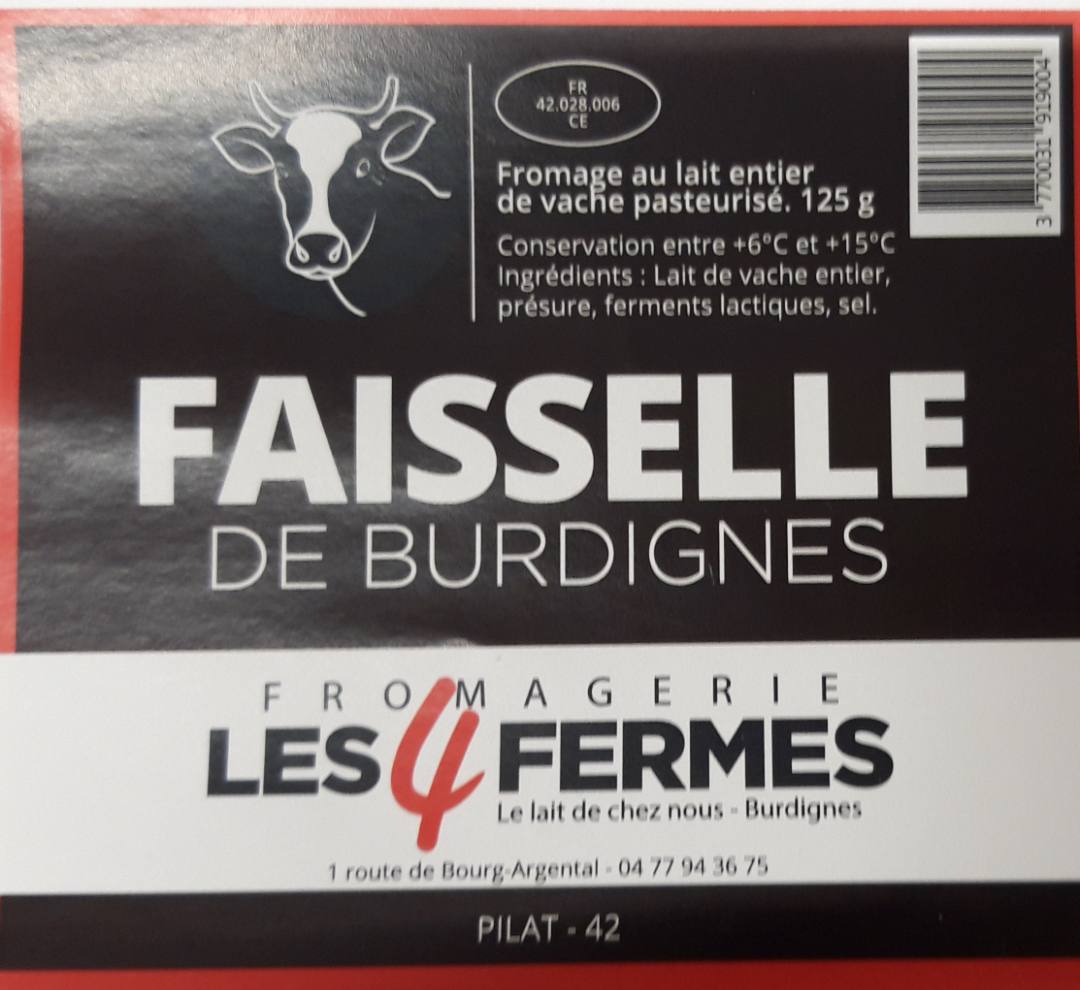 Faisselles de burdignes Fromagerie les 4 Fermes : photo du produit rappelé le 04/12/2023
