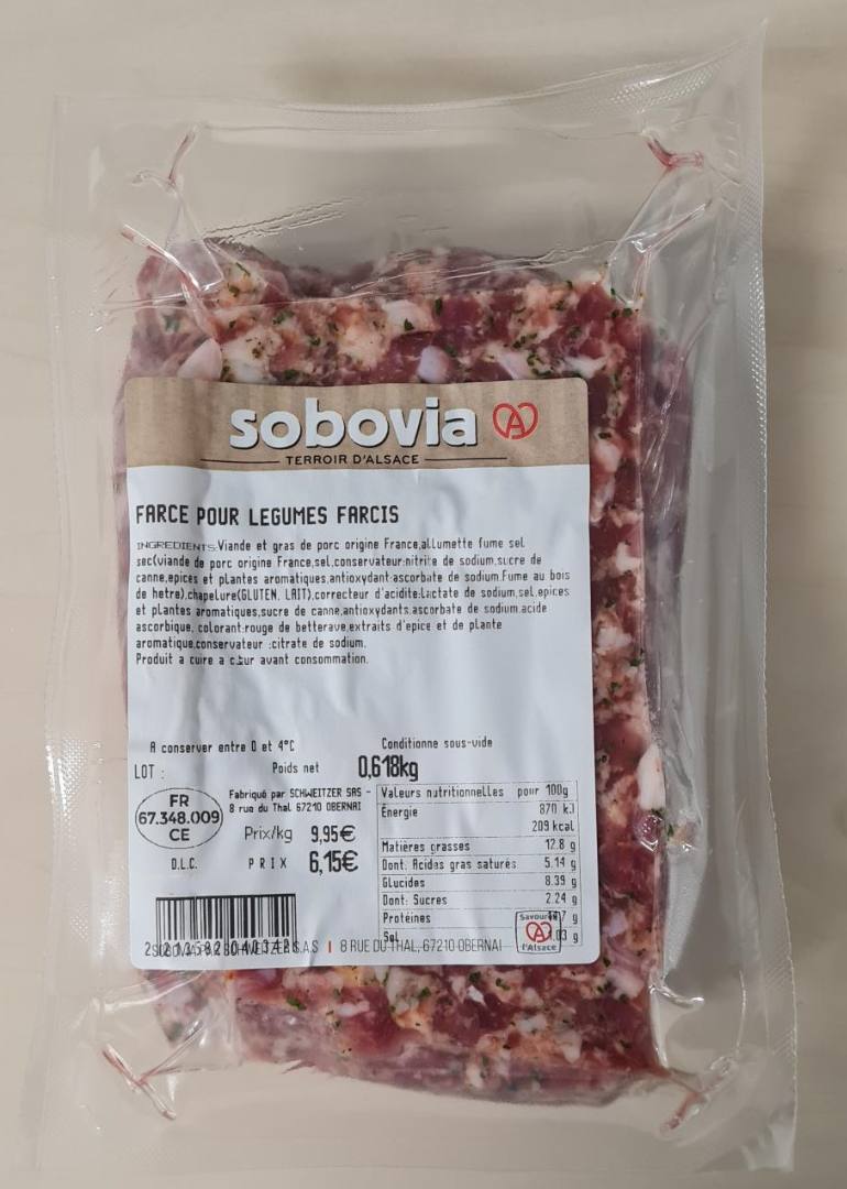 Farce pour légumes farcis Sobovia : photo du produit rappelé le 22/07/2024