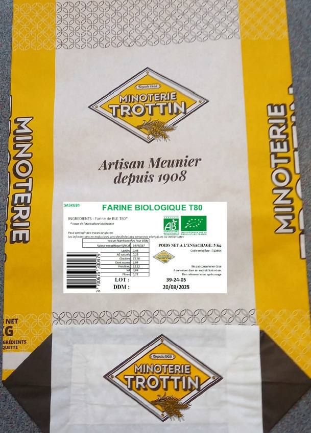 Farine biologique t80 Marque Propre Minetorie Trottin : photo du produit rappelé le 04/11/2024