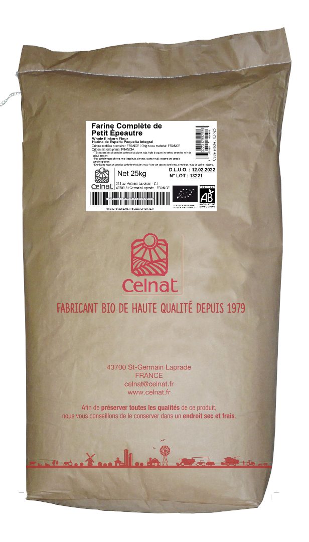 Farine complète de petit epeautre Celnat : photo du produit rappelé le 20/05/2021