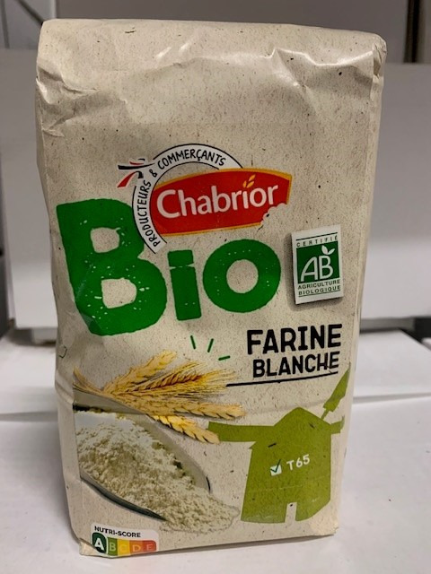 Farine de blé blanche t65 bio Chabrior : photo du produit rappelé le 10/04/2024