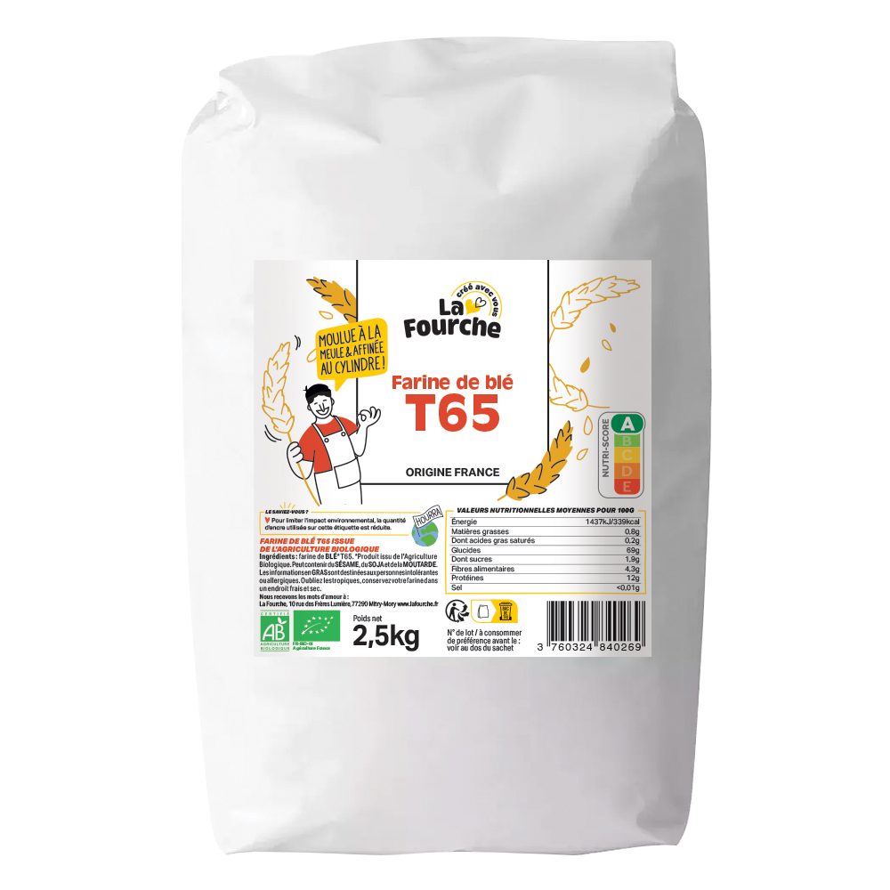 Farine de blé t65 bio La Fourche : photo du produit rappelé le 31/07/2025