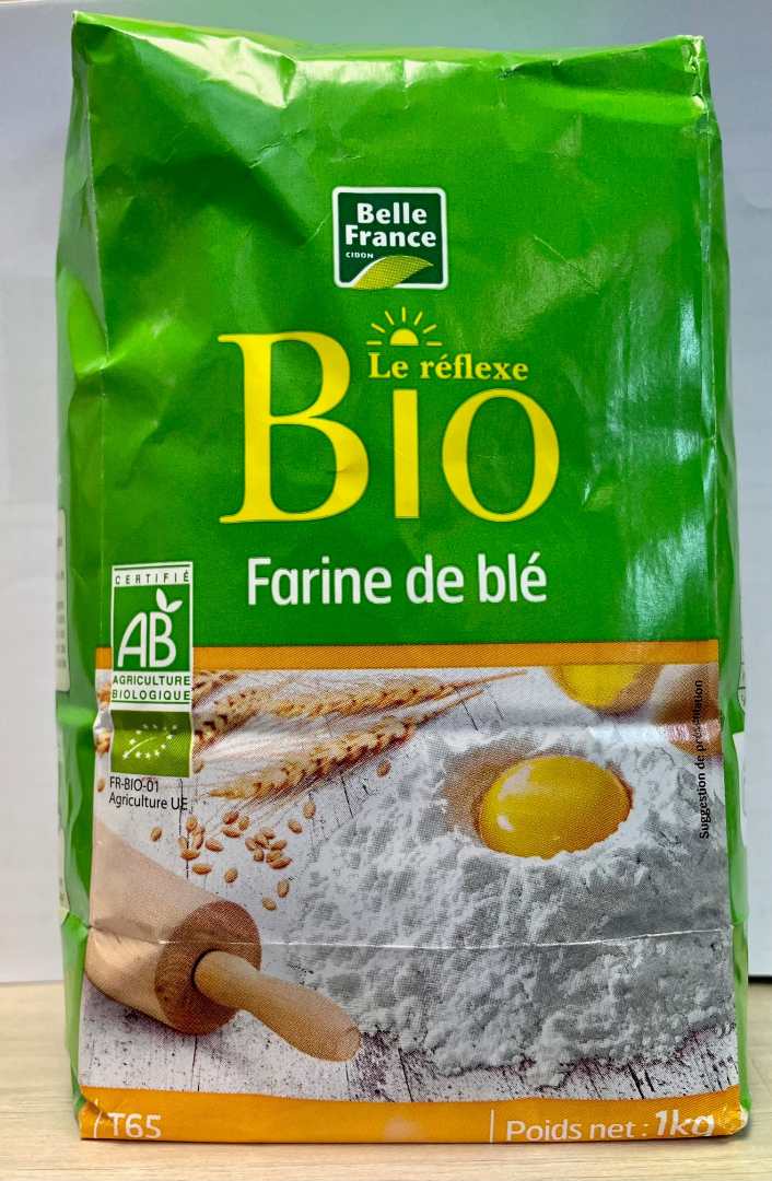 Farine de blé t65 biologique Belle France : photo du produit rappelé le 04/04/2024
