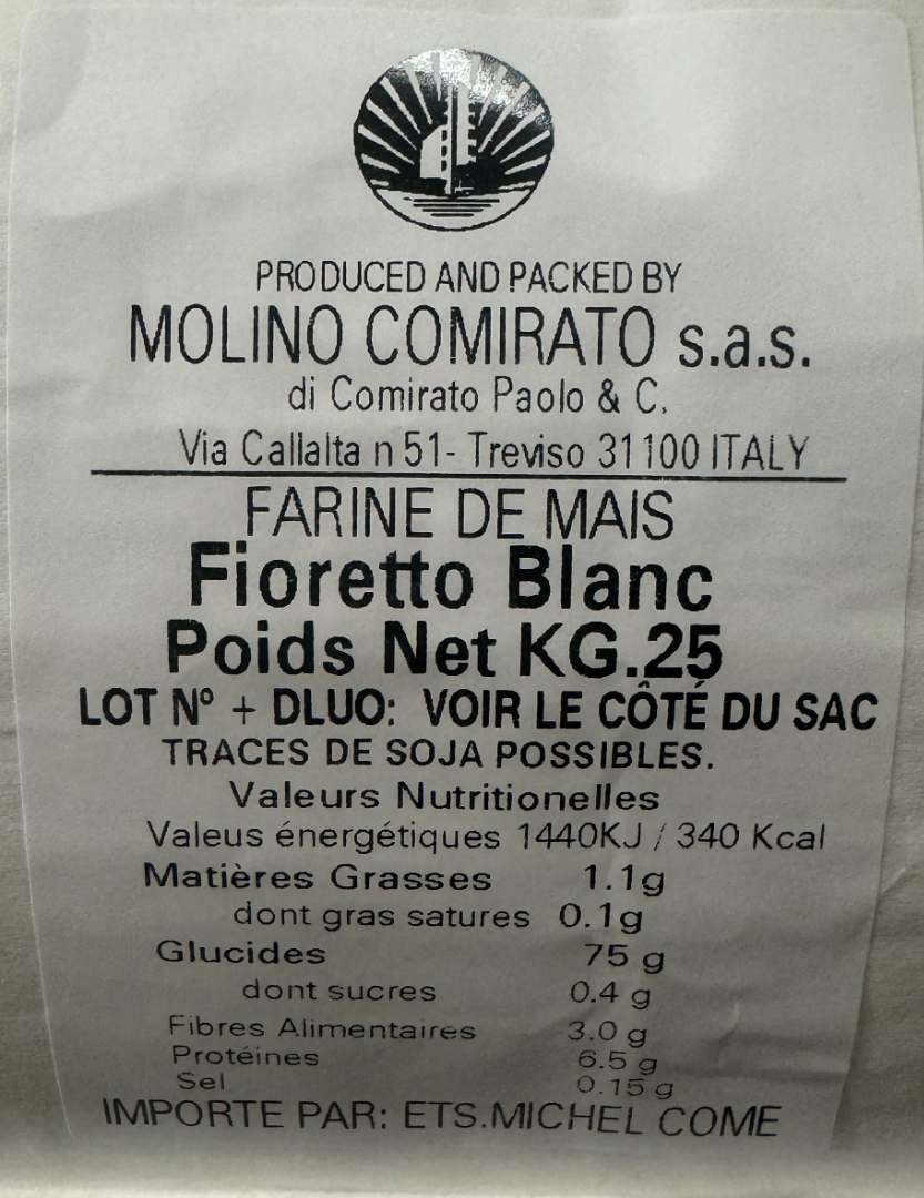 Farine de maïs blanche Molino Comirato : photo du produit rappelé le 21/03/2024