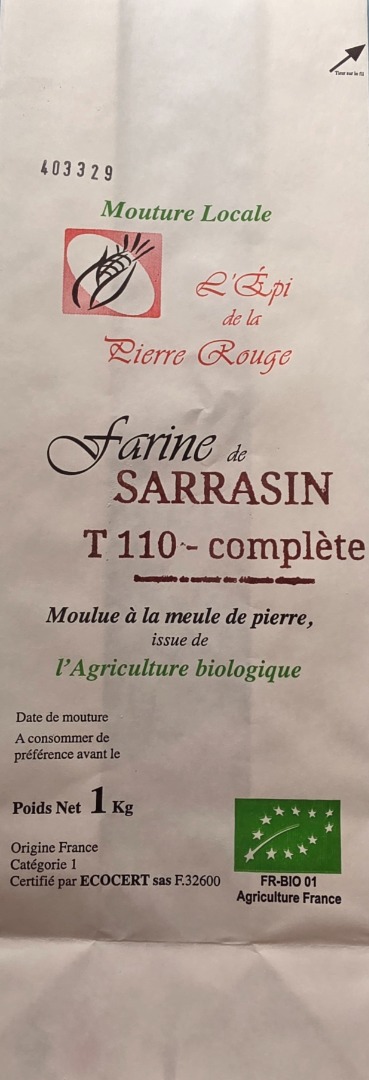Farine de sarrasin t110 complète L'EPI de la Pierre Rouge : photo du produit rappelé le 09/10/2025