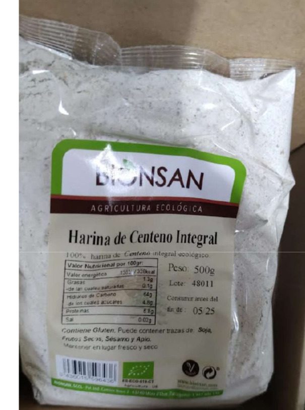 Farine de seigle complète Bionsan : photo du produit rappelé le 17/06/2024