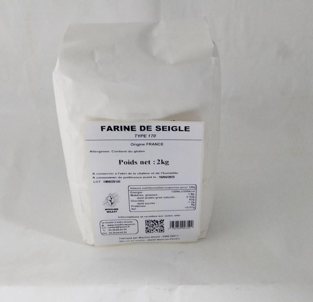 Farine de seigle t170 Moulins Waast : photo du produit rappelé le 22/08/2022