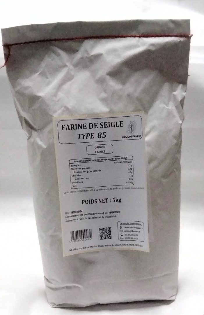 Farine de seigle t85 Moulins Waast : photo du produit rappelé le 19/08/2022