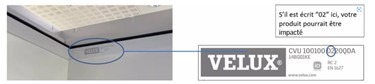 Fenêtre pour toit plat à ouverture motorisée électrique (cvu) Velux : photo du produit rappelé le 17/05/2023