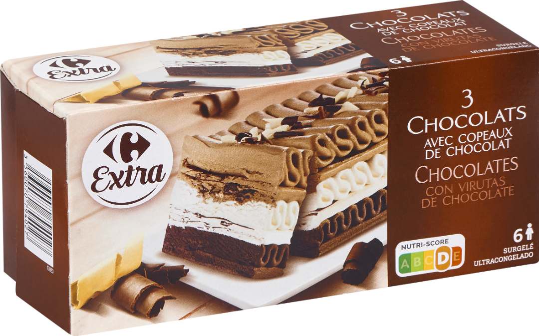 Feuilleté 3 chocolats avec copeaux de chocolat 650ml Carrefour Extra : photo du produit rappelé le 29/07/2021
