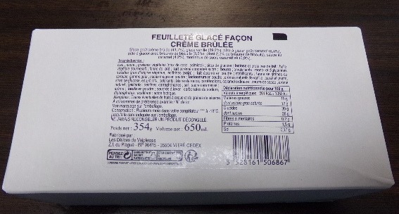 Feuillete glace facon creme brulee : photo du produit rappelé le 06/08/2021