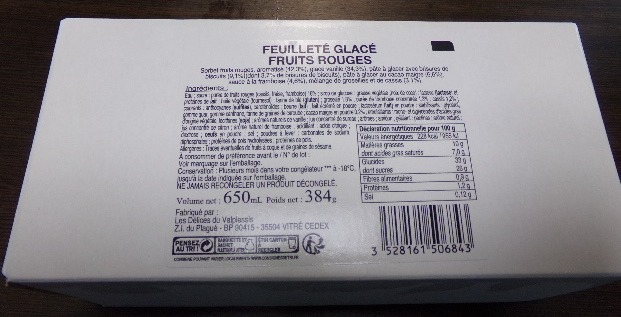 Feuillete glace fruits rouges : photo du produit rappelé le 06/08/2021