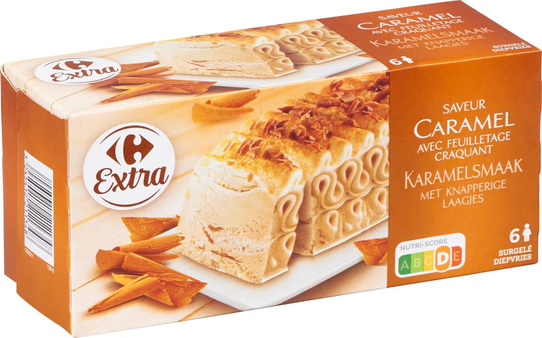 Feuilleté saveur caramel avec feuilletage craquant 650ml Carrefour Extra : photo du produit rappelé le 29/07/2021