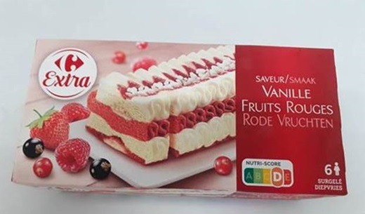 Feuilleté saveur vanille fruits rouges 650ml Carrefour Extra : photo du produit rappelé le 29/07/2021