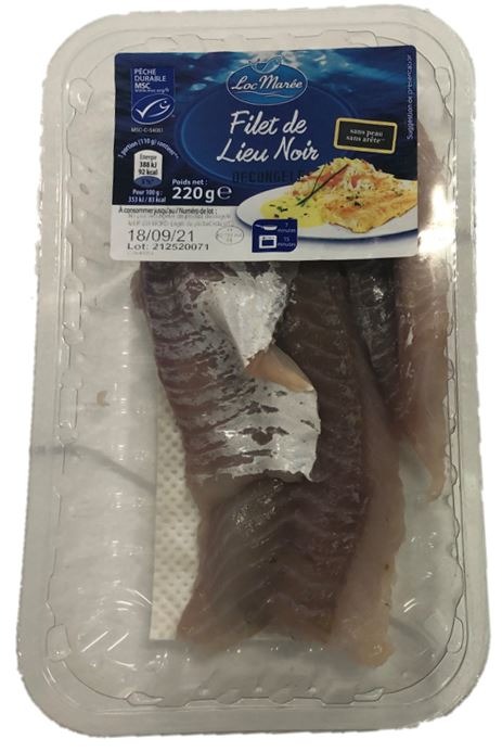 Filet de lieu noir msc 220g Loc Marée : photo du produit rappelé le 16/09/2021