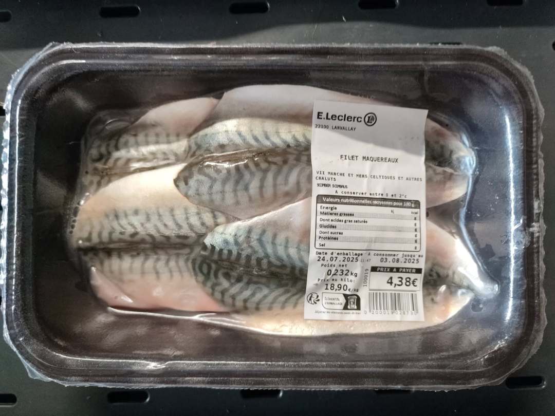 Filet de maquereau : photo du produit rappelé le 31/07/2025