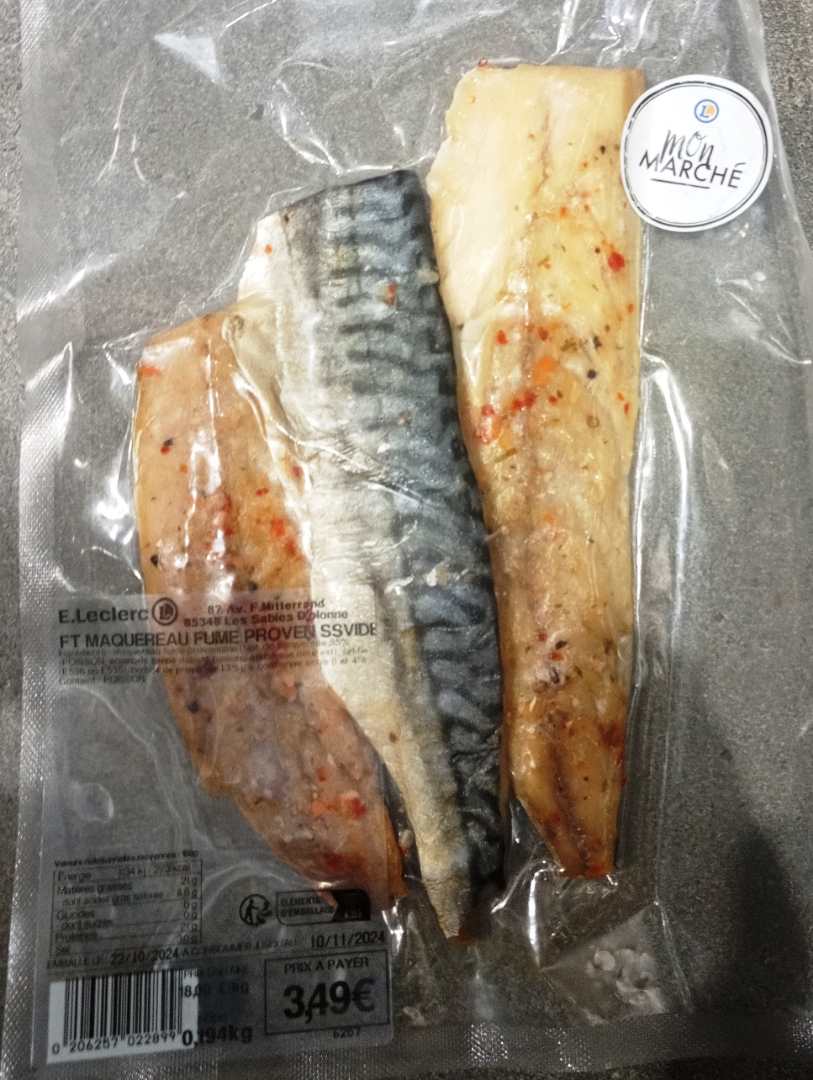 Filet de maquereau à la provençale ss vide Sans - Emballage Magasin : photo du produit rappelé le 31/10/2024