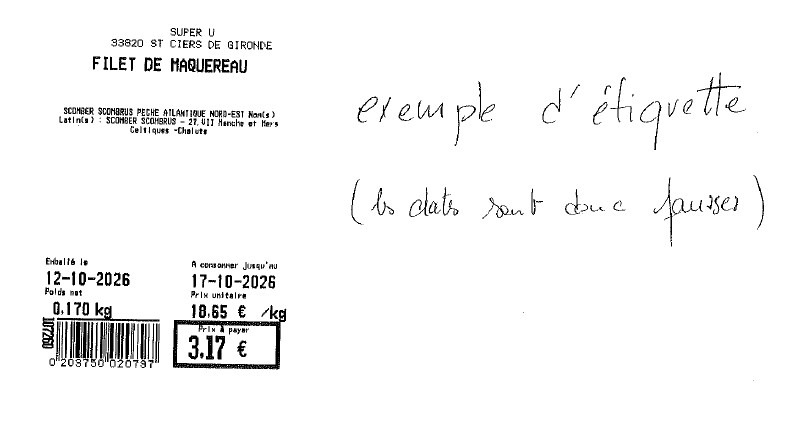 Filet de maquereau Produit Vendu en Frais Emballé : photo du produit rappelé le 13/10/2026