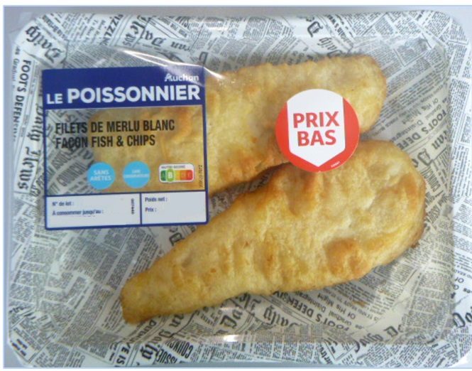 Filet de merlu blanc facon fish&chips Auchan : photo du produit rappelé le 21/07/2025