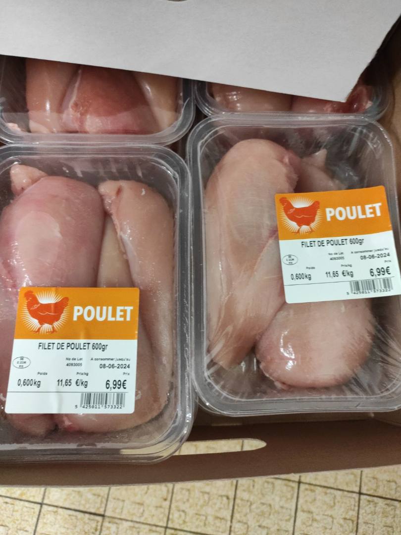 Filet de poulet 600g : photo du produit rappelé le 20/03/2024