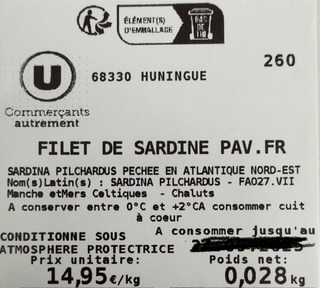 Filet de sardine : photo 2 sur 2 du produit rappelé le 17/09/2025