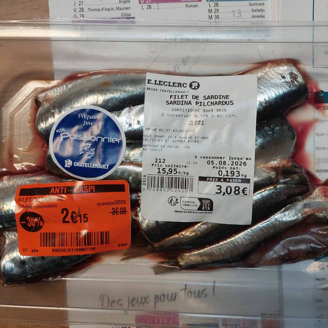 Filet de sardine : photo du produit rappelé le 07/08/2026