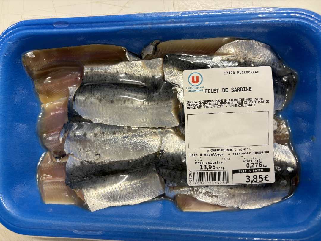 Filet de sardine Sans Marque (produit Vrac) Ou U : photo 2 sur 2 du produit rappelé le 15/11/2023