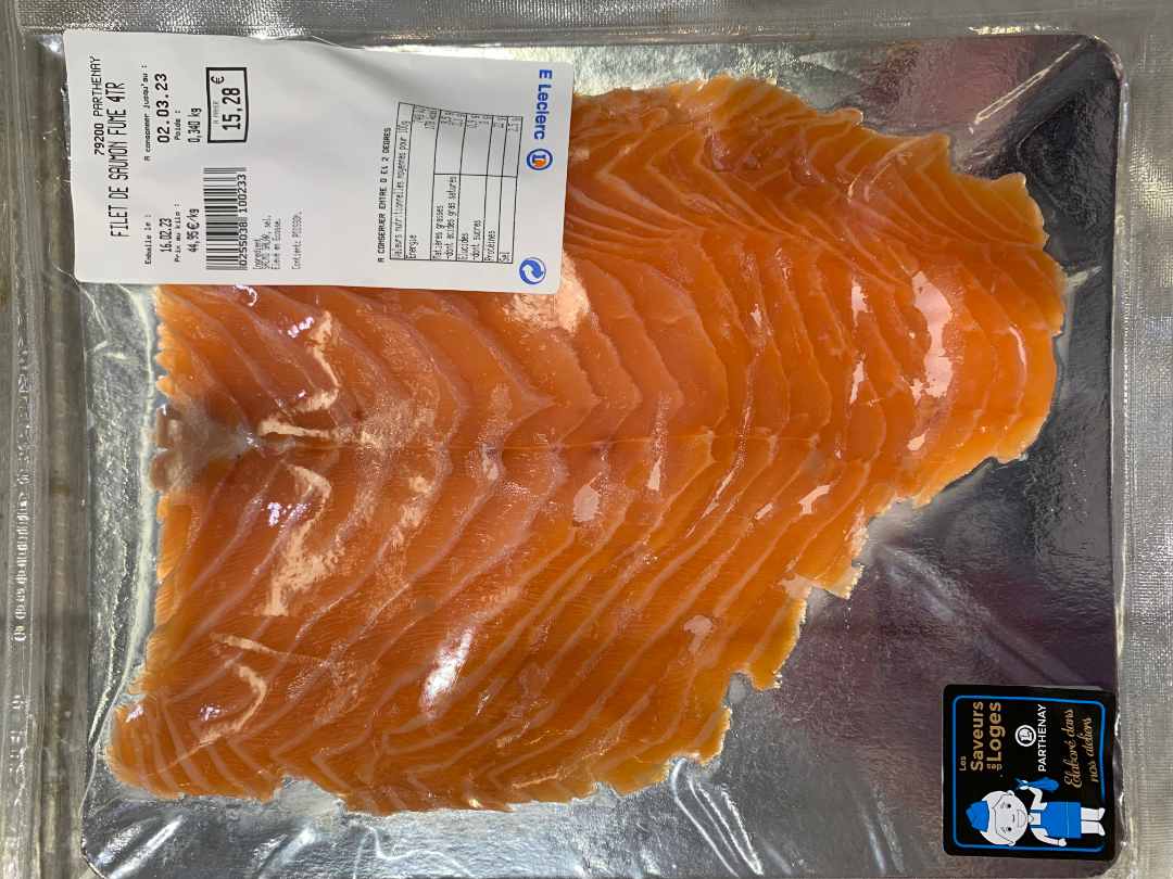 Filet de saumon fumé : photo du produit rappelé le 16/02/2023