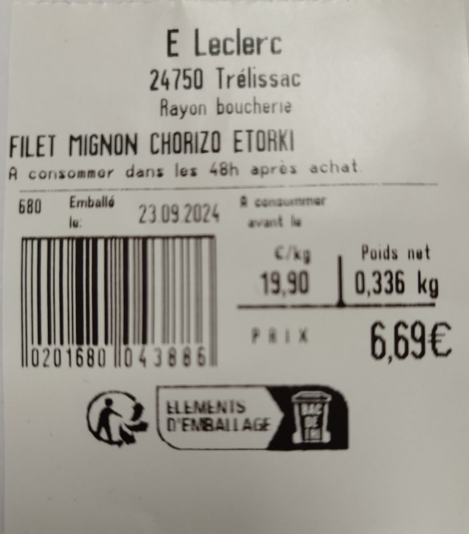 Filet mignon etorki chorizo : photo du produit rappelé le 24/09/2024