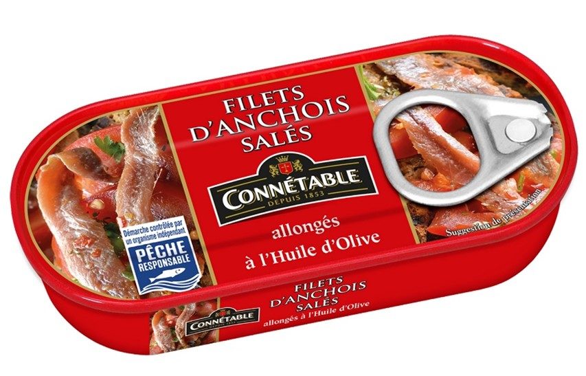 Filets d'anchois salés à l'huile d'olive vierge extra Connétable : photo du produit rappelé le 03/10/2023