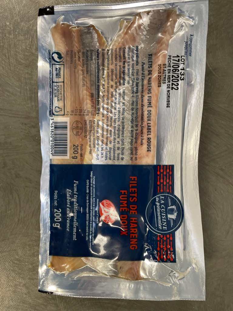 Filets de hareng doux fumé La Cuisine du Poissonnier : photo du produit rappelé le 25/08/2022