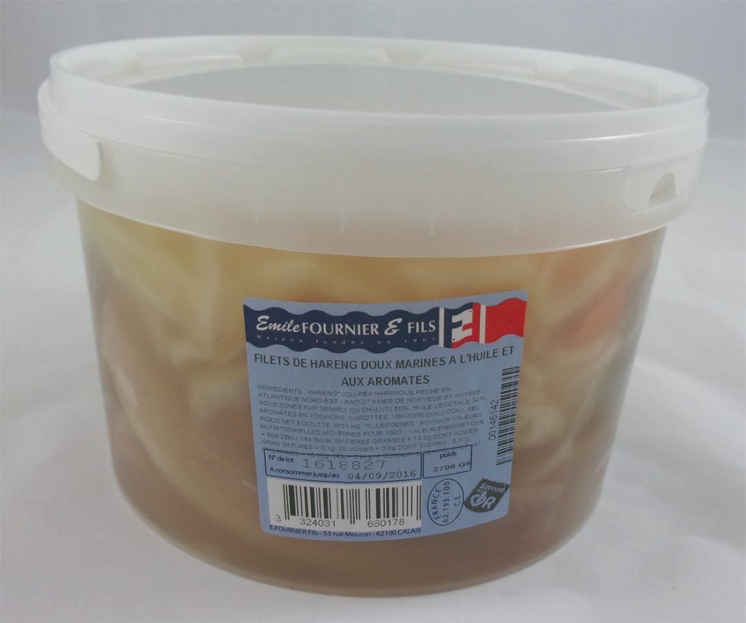 Filets de hareng doux fumes marinés pn 1,65kg/pb 2,7kg **gara Fournier Fils : photo du produit rappelé le 24/02/2022