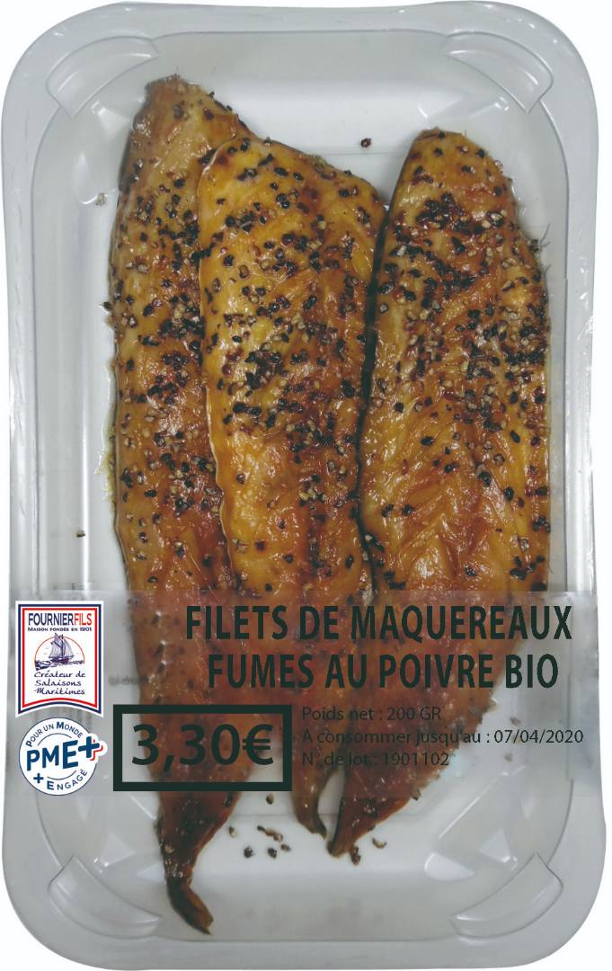 Filets de maquereaux au poivre bio 200 gr skin / prix rond Fournier Fils : photo du produit rappelé le 24/02/2022