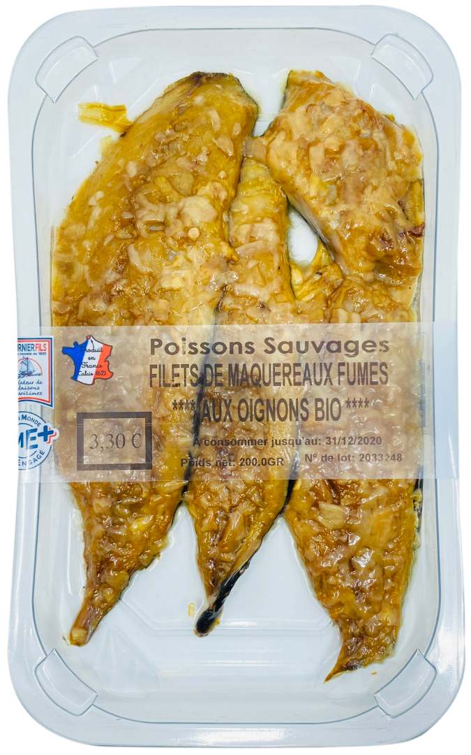Filets de maquereaux oignon bio 200gr skin / prix rond 3.30€ Fournier Fils : photo du produit rappelé le 24/02/2022