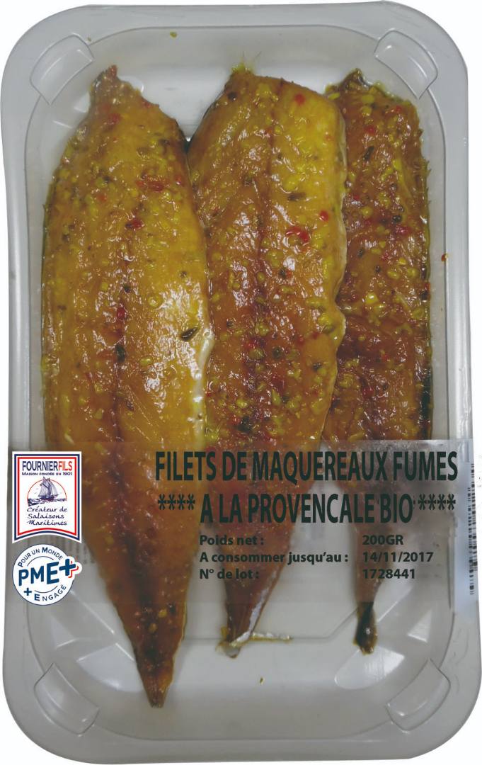 Filets de maquereaux provencale bio 200 gr skin Fournier Fils : photo du produit rappelé le 24/02/2022
