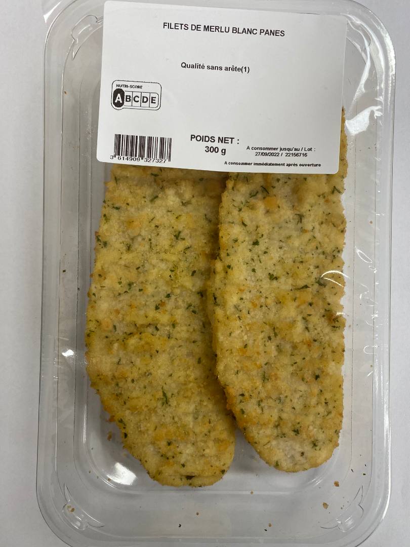 Filets de merlu blanc panes : photo du produit rappelé le 21/09/2022