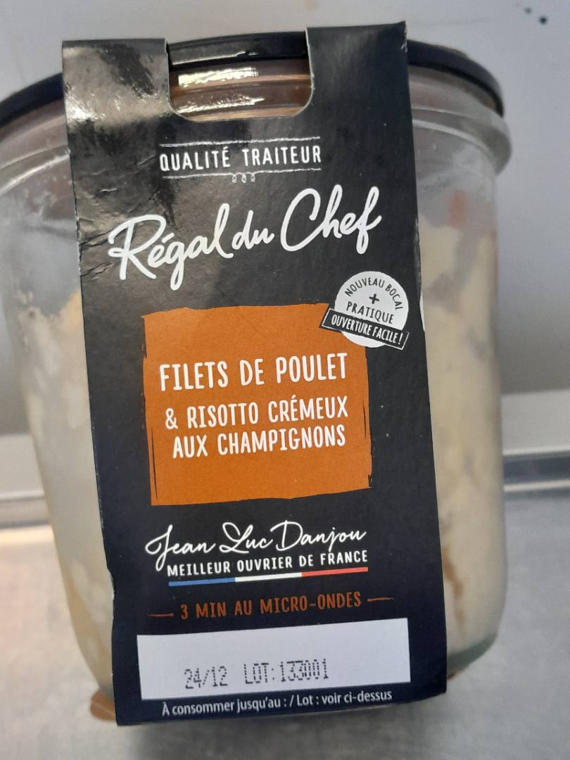 Filets de poulet & risotto crémeux Qualite Traiteur /Régal du Chef : photo 2 sur 2 du produit rappelé le 15/12/2021