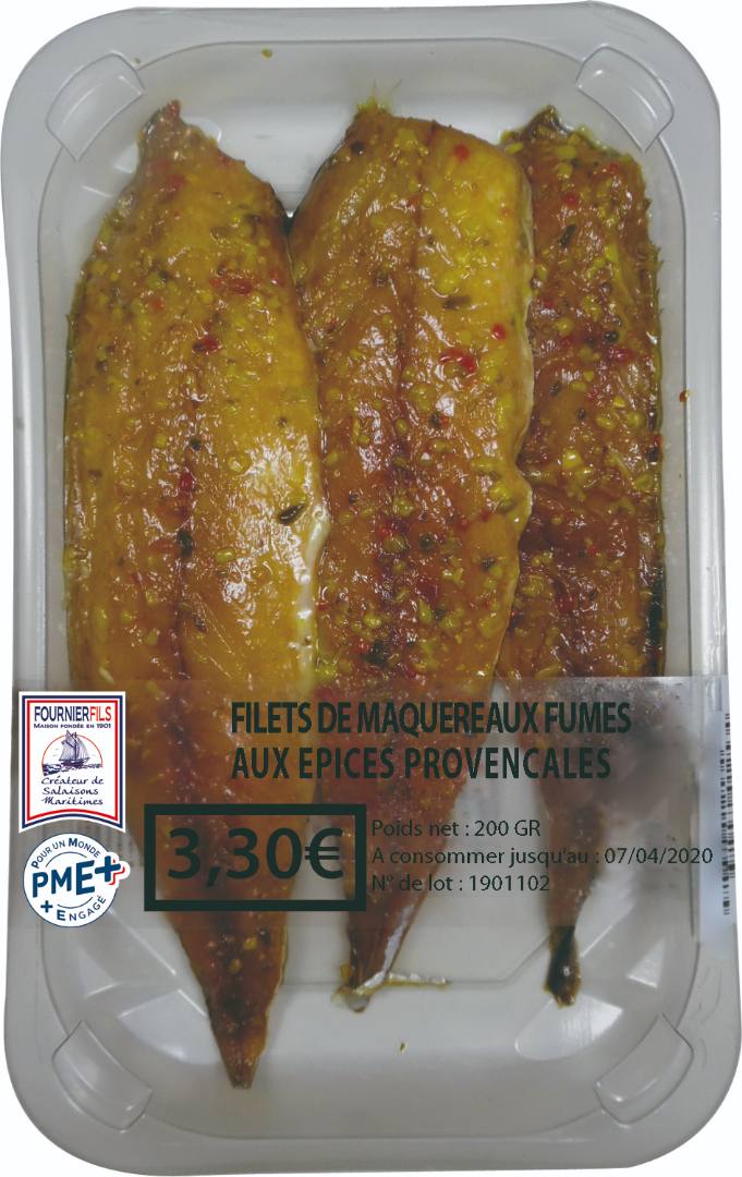 Filets maquereaux à la provençale bio 200gr skin/prix rond Fournier Fils : photo du produit rappelé le 24/02/2022