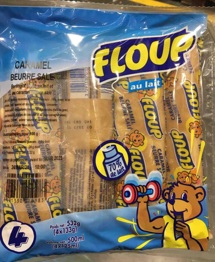Floup lait caramel au beurre sale : photo 2 sur 2 du produit rappelé le 30/07/2021